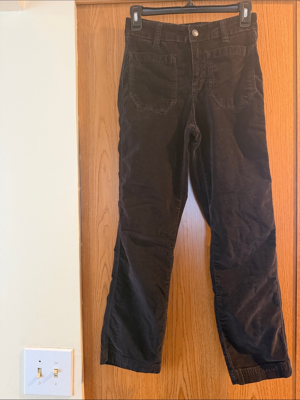 Free People Black Corduroy Straight-Leg Jeans size 4